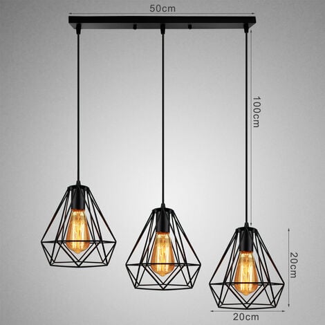Industrial Pendant Light, Black Diamond 20CM Ceiling Light