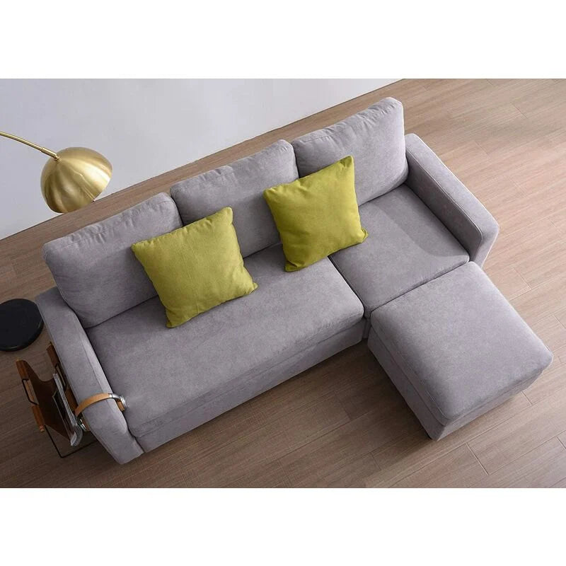 Campbell 3 Seater Sofa with Reversible Chaise in Light Grey