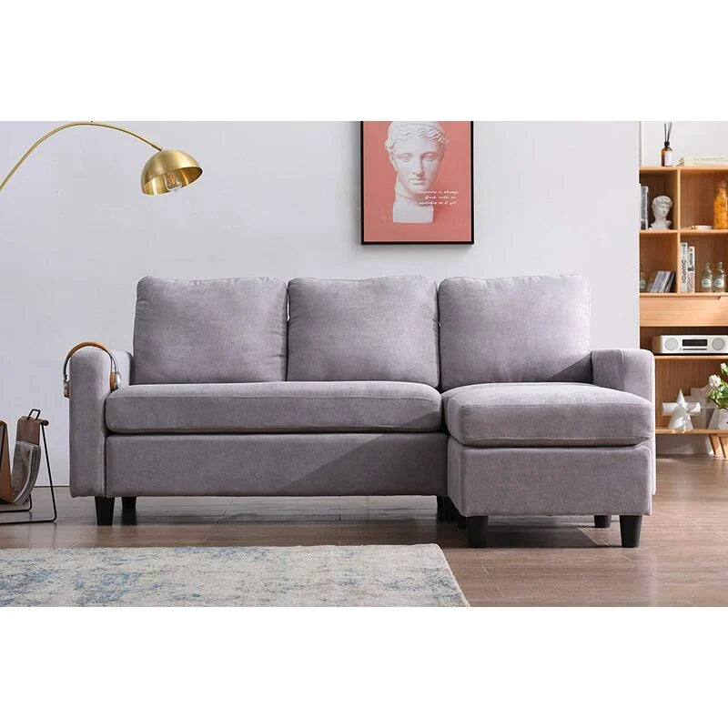 Campbell 3 Seater Sofa with Reversible Chaise in Light Grey