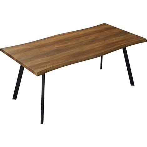 Wood Effect 150 cm Dining Table with Curved Edges 4 Seater