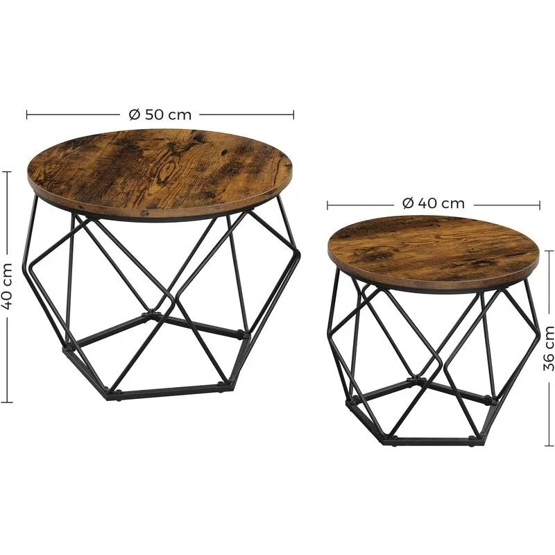 Coffee Tables, Set of 2 Side Tables, Robust Steel Frame