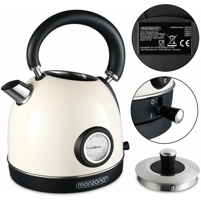 Electric Retro Kettle 1.8L, 2200 W Boil Dry Protection
