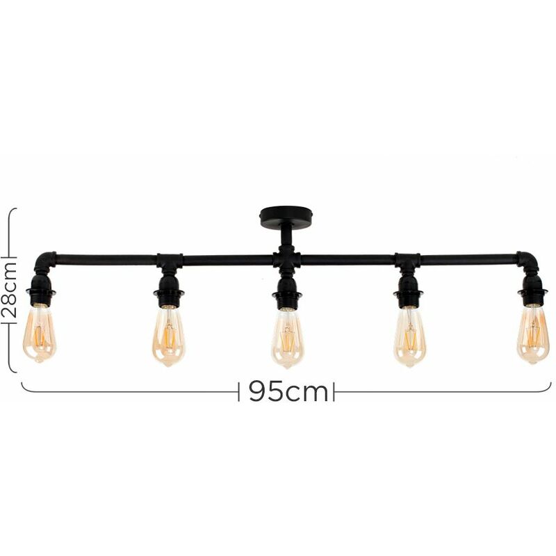 Industrial 5 Way Bar Ceiling Light - No Bulbs